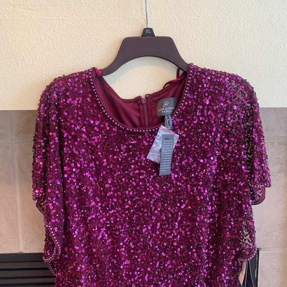 Adrianna Papell Beaded Flutter Sleeve Sheath Dress - Picture 6 of 7